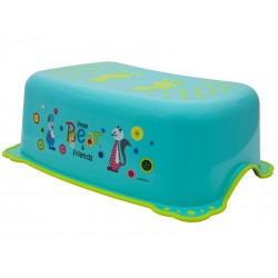 Taburet Inaltator Baie Copii MyKids Little Bear and Friend cu sistem antialunecare Turquoise