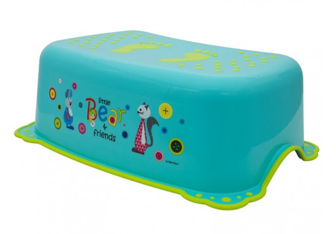 Taburet Inaltator Baie Copii MyKids Little Bear and Friend cu sistem antialunecare Turquoise