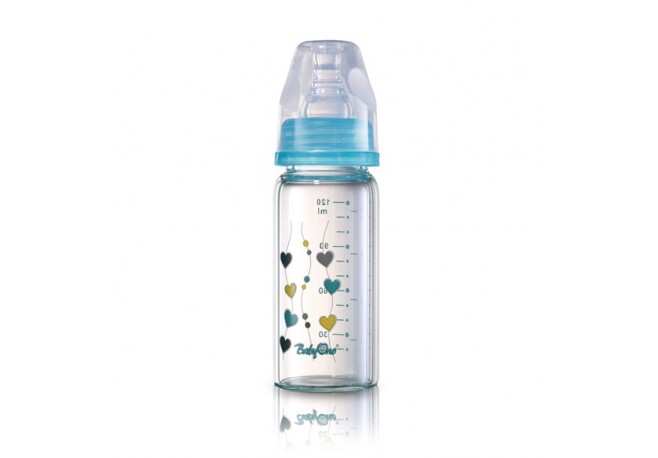 Biberon copii din sticla de la 0 luni cu gat standard Baby Ono 1339 120 ml