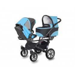 Carucior Pentru Gemeni MyKids Twinni Blue 3 In 1