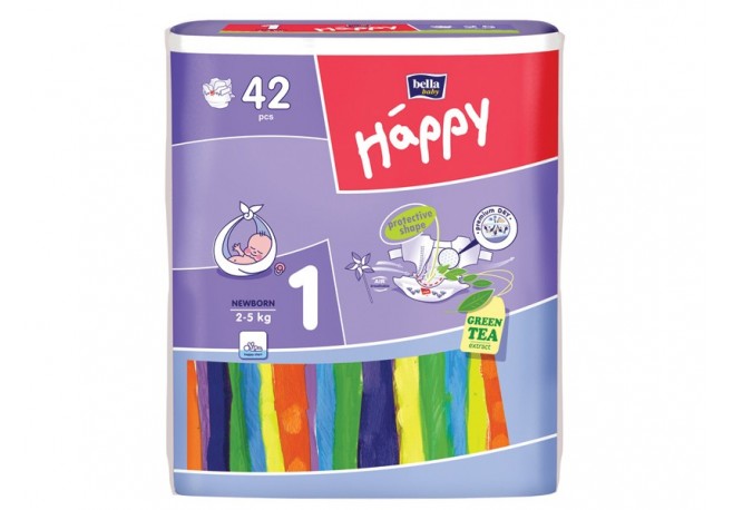Scutece HAPPY 1 Newborn (2-5 Kg) 42 BUC