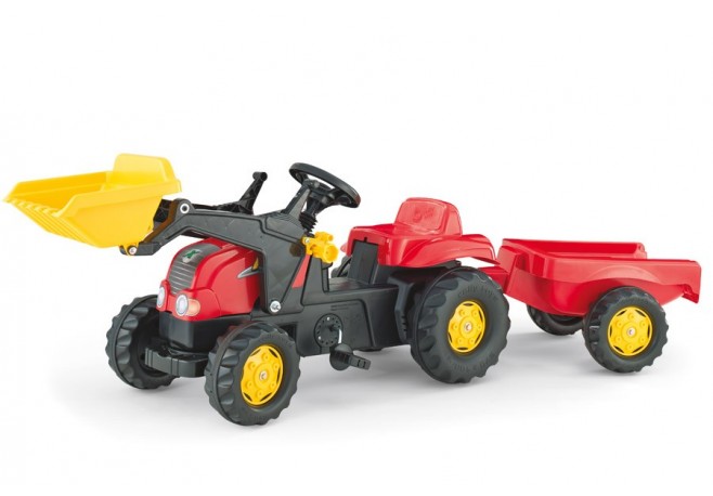 Tractor Cu Pedale Si Remorca Copii ROLLY TOYS 023127 Rosu