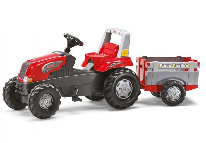 Tractor Cu Pedale Si Remorca Copii ROLLY TOYS 800261 Rosu