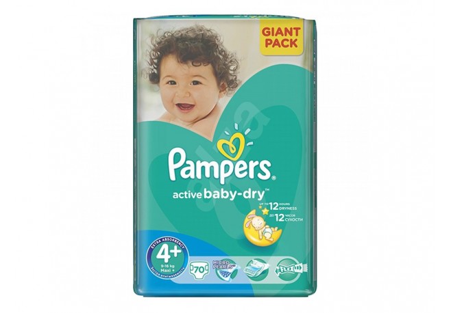 Scutece PAMPERS GIANT PACK 4 PLUS ACTIVE BABY Pentru Copii